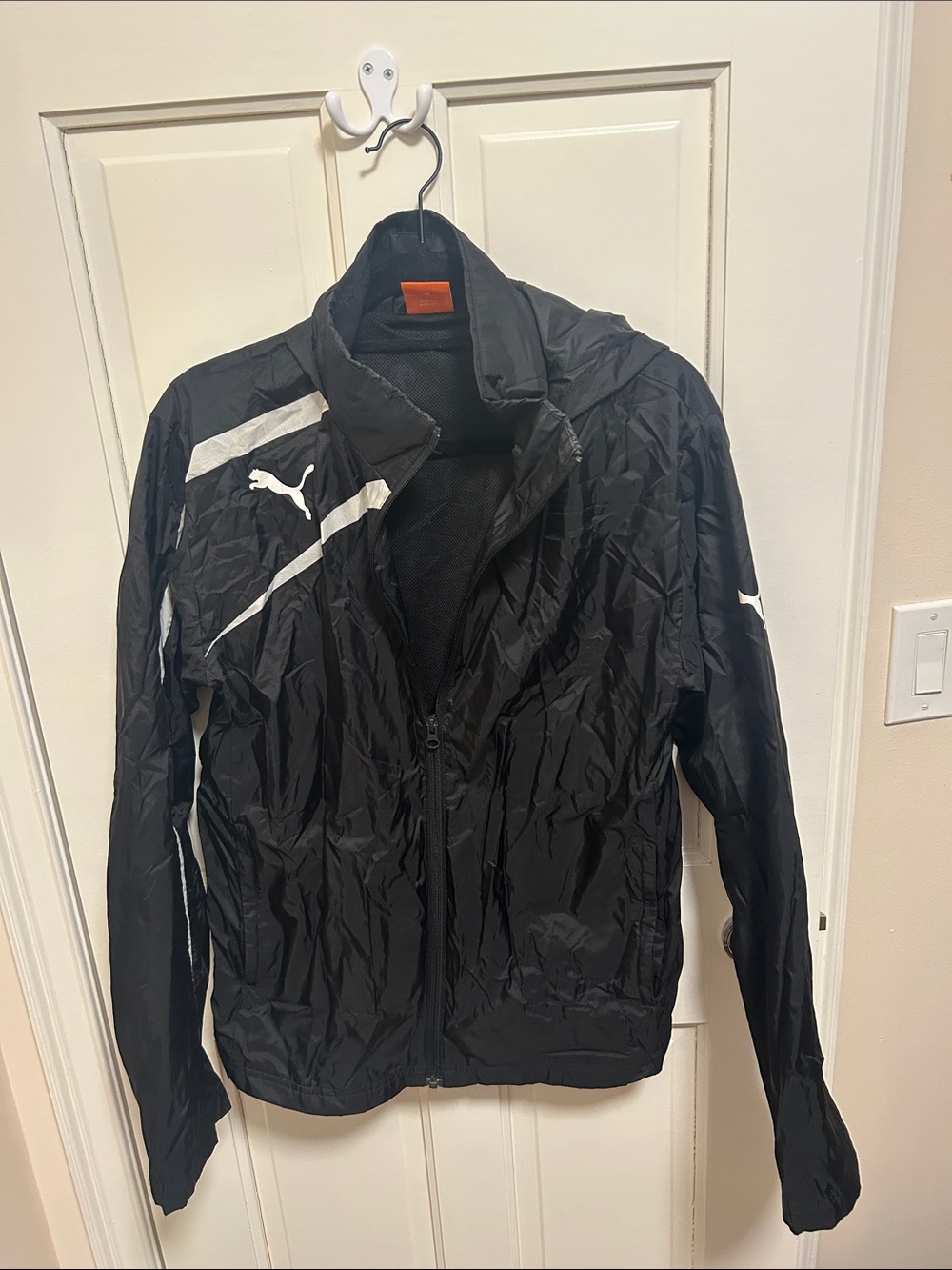 Men’s Puma Black Windbreaker Jacket with White Puma Logos